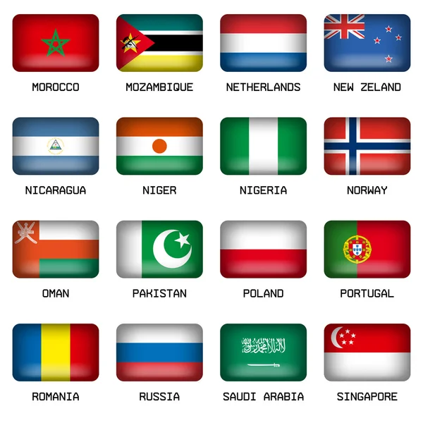 Conjunto de Banderas Rectangulares de los Estados Superiores del Mundo — Vector de stock