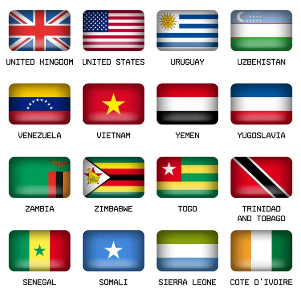 Conjunto de Banderas Rectangulares de los Estados Superiores del Mundo — Vector de stock