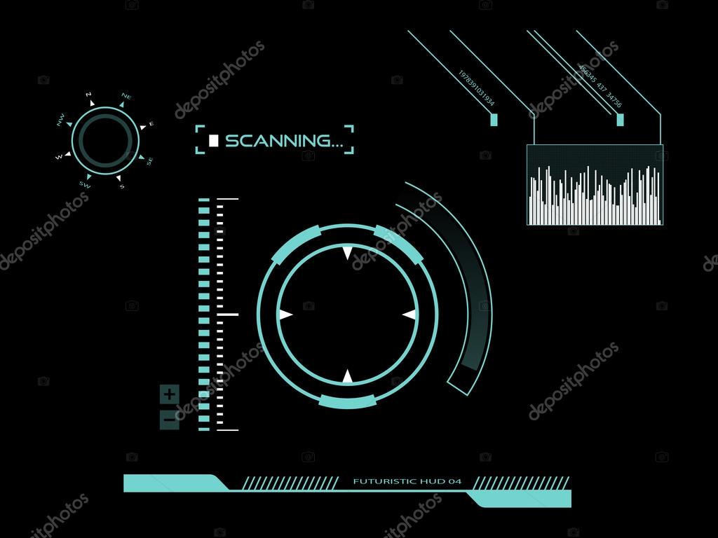 Abstract future, concept futuristic white virtual graphic touch user interface HUD, raster version