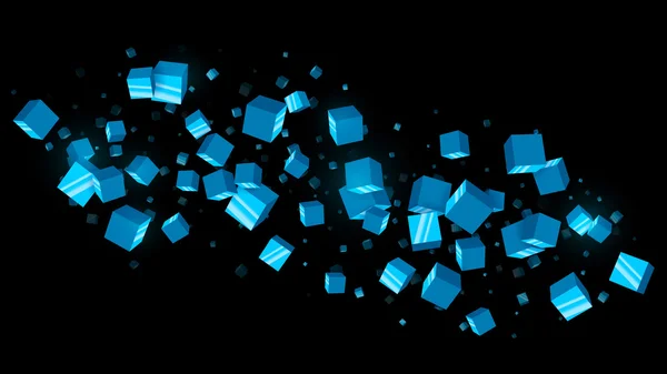 Abstract Blue Cubes Dark Background — Stock Vector