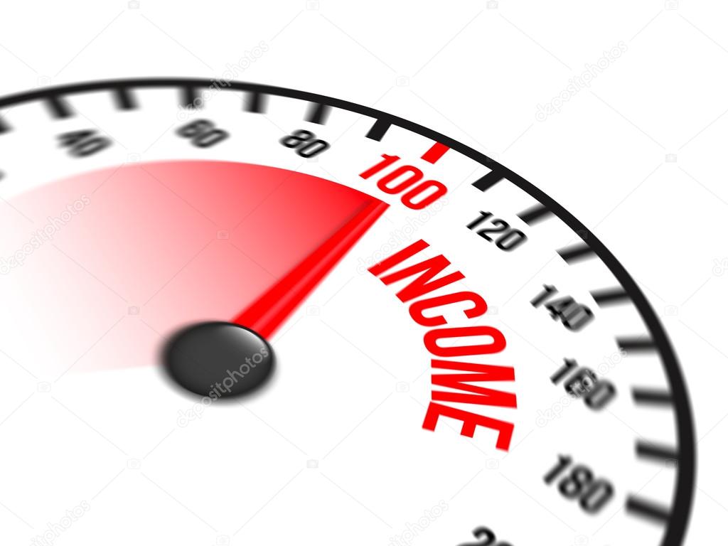 Speedometer Focused on a Hundred Percent Income