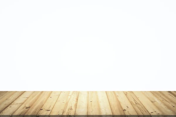 Empty room with wooden floor planks and white background, mock up — Stock Photo, Image