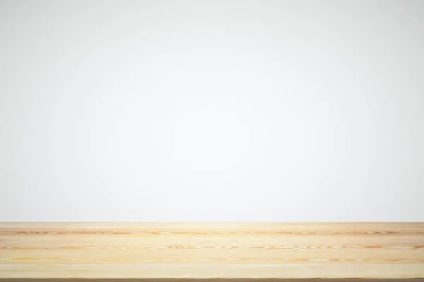 Meja kayu kosong atas dengan latar belakang gradien putih, pura-pura — Stok Foto
