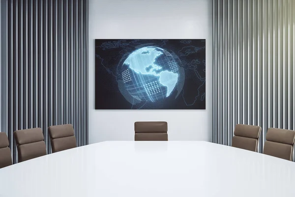 America map on presentation tv screen in a modern meeting room, research and strategy concept. 3D Rendering — Stock Photo, Image