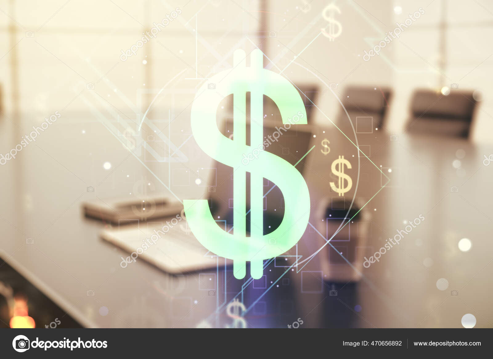 Creative concept of EURO USD symbols illustration on modern laptop ...