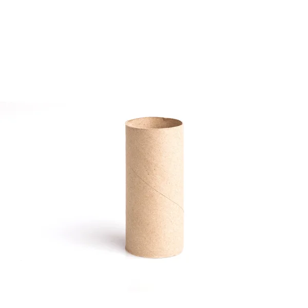 白で隔離トイレット ペーパーの紙管 — ストック写真