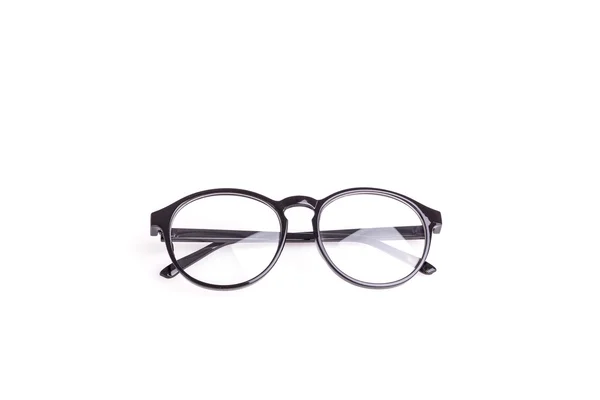 Close up black eye glasses isolated on white — Stock Photo, Image