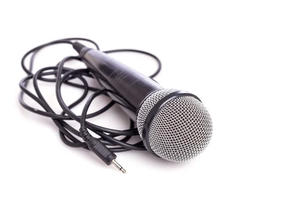 Gros plan vieux microphone isolé sur blanc — Photo