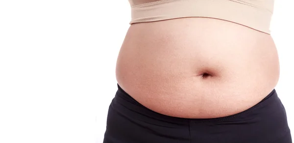 Retrato de mujer gorda aislada en blanco: Grasa y saludable concep —  Fotos de Stock