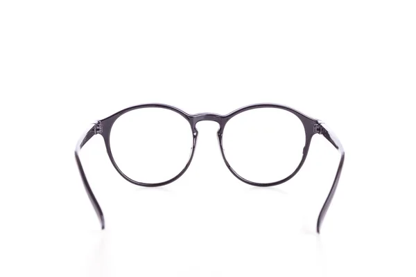 Bliska okulary czarne na białym tle — Zdjęcie stockowe