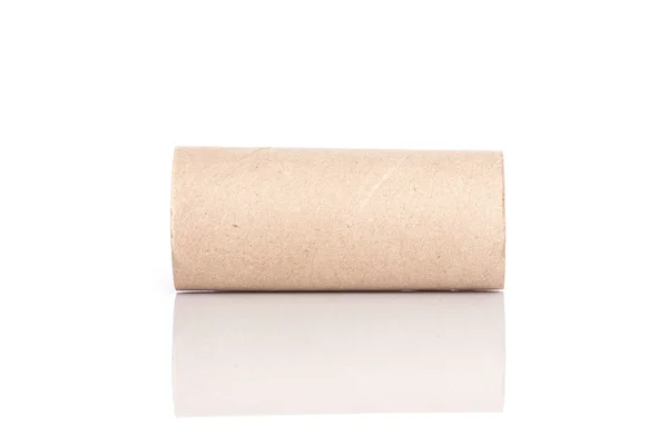 Tube en papier de papier toilette isolé sur blanc — Photo