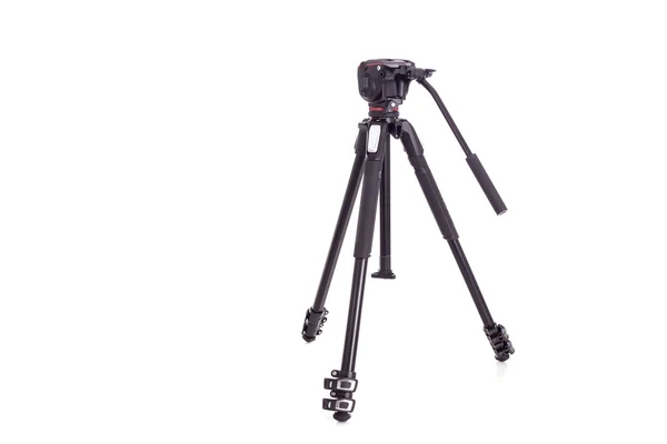 New video or camera tripod isolated on white — Stock Photo, Image