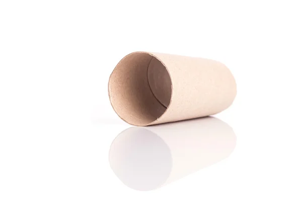 Tubo de papel higiénico isolado sobre branco — Fotografia de Stock