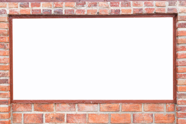 Abstract square red brick wall texture with white empty space for design