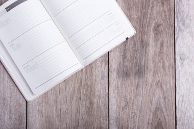 Eski ahşap tahta kitap Üstten Görünüm 