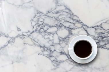 Taş Masa arka plan üstten görünüm üzerinde beyaz kahve fincanı