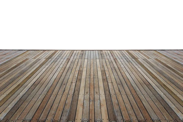 Trägolv med vita isolerad plats för design — Stockfoto
