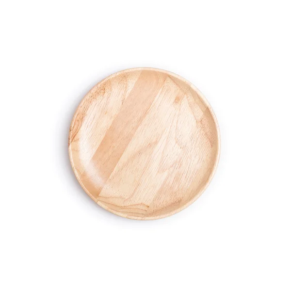 Пустые плоские деревянные блюда изолированы на белом фоне — стоковое фото