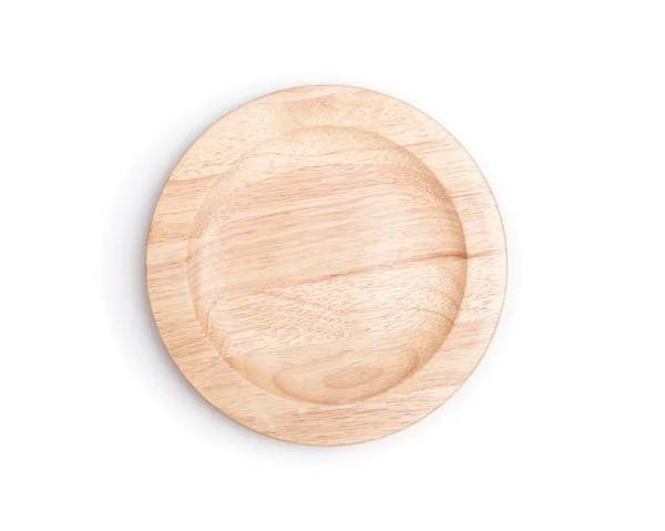 Пустые плоские деревянные блюда изолированы на белом фоне — стоковое фото