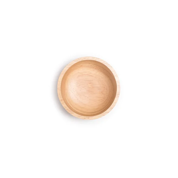 Порожня дерев'яна миска ізольована на білому тлі — стокове фото