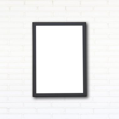 Ahşap fotoğraf çerçevesi taş duvar, boş 