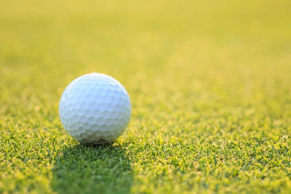 Pelota de golf sobre hierba verde en curso — Foto de Stock
