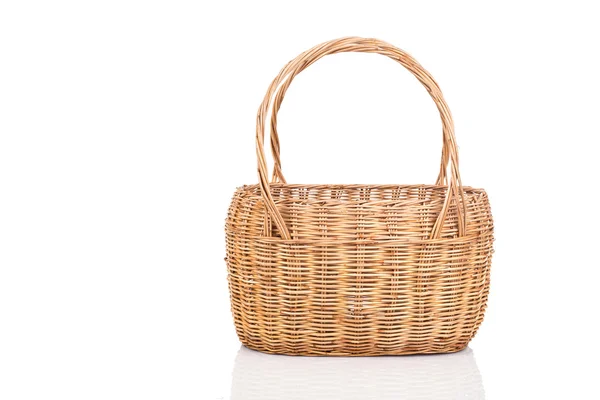 Handmade rattan basket isolated on white background — Stock Photo, Image