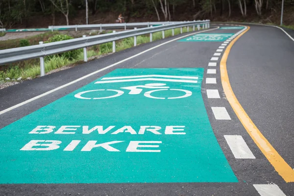 Carriles bici verdes en la carretera asfaltada — Foto de Stock