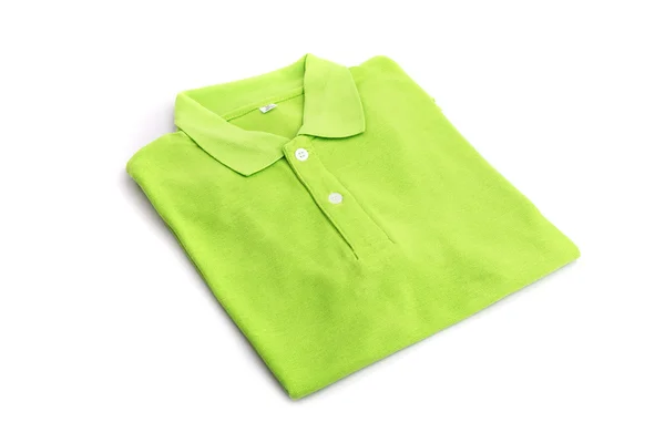 Yeşil t-shirt üzerinde beyaz izole kapatmak — Stok fotoğraf