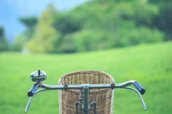 红日本风格经典自行车在公园里 — 图库照片