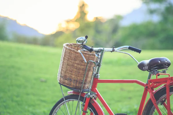 公園で赤日本スタイルのクラシック自転車 — ストック写真