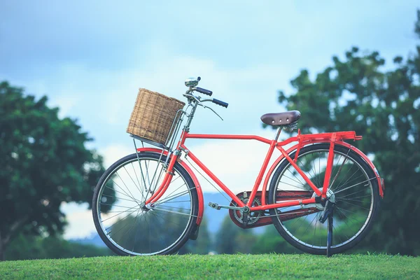 公園で赤日本スタイルのクラシック自転車 — ストック写真