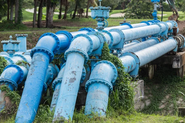 Big blue color main pipe for water supply — Stock Photo, Image