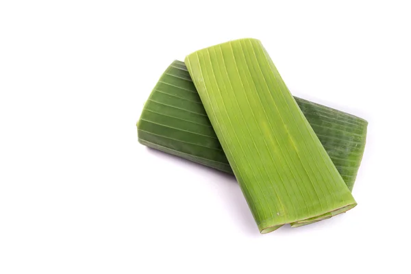 Verse groene bananenblad geïsoleerd op wit — Stockfoto