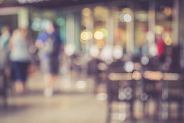 İnsanların kafede bokeh, vintage renk ile bulanık görüntü