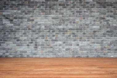 Gri doğal taş duvar ve ahşap zemin desen. İç de