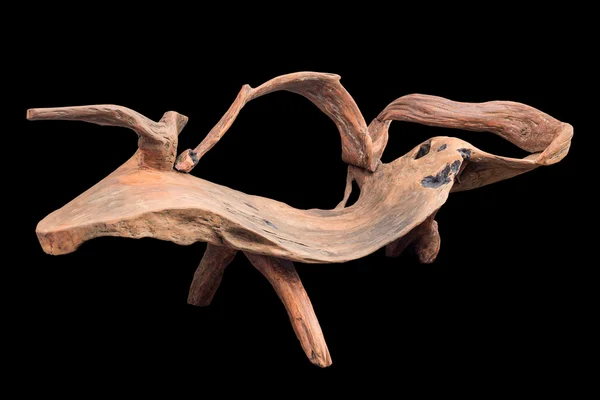 Panca in legno ricavata da albero e radice isolata su bianco — Foto Stock