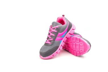 Beyaz arka plan üzerinde izole pembe spor ayakkabı 