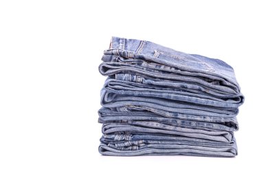 Eski kot üzerinde beyaz izole yığını 