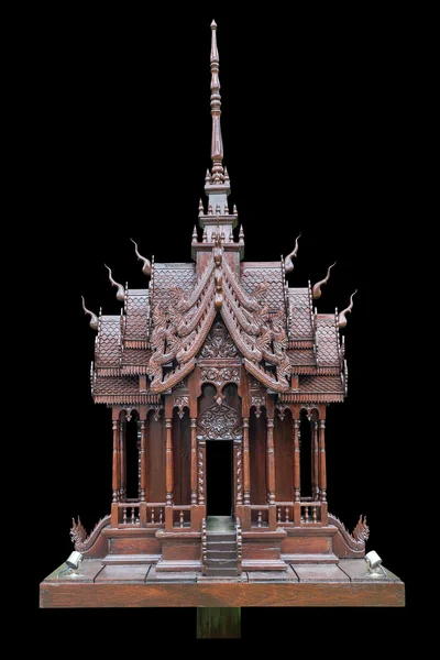Traditional Thai style model house wood carving isolated on whit — Stock Photo, Image