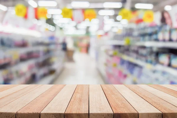 Empty top wooden table and blur with bokeh background — Stock Photo, Image