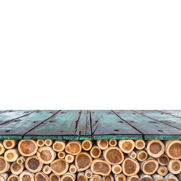 Tom överkant träbord eller counter på trä bakgrund — Stockfoto