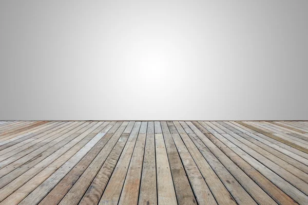 Decks ou pisos de madeira isolados no espaço cinzento em branco para desi — Fotografia de Stock