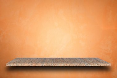 Doğal taş raflar ve taş duvar arka plan boş üst 