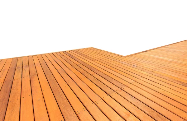 Decking in legno e pavimenti isolati su sfondo bianco — Foto Stock