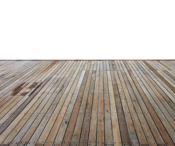 Decking in legno e pavimenti isolati su sfondo bianco — Foto Stock