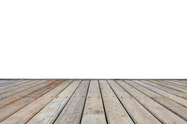Close up piso de madeira velho isolado em branco — Fotografia de Stock