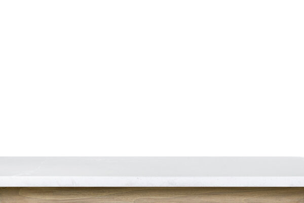 Empty top of granite stone table isolated on white background