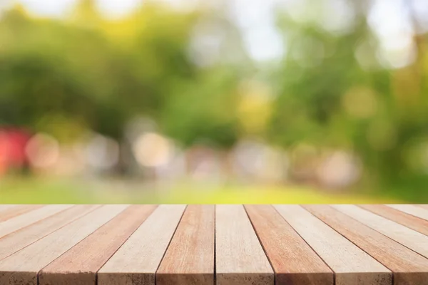 Empty top wooden table and sunny abstract blurred bokeh backgrou — Stock Photo, Image
