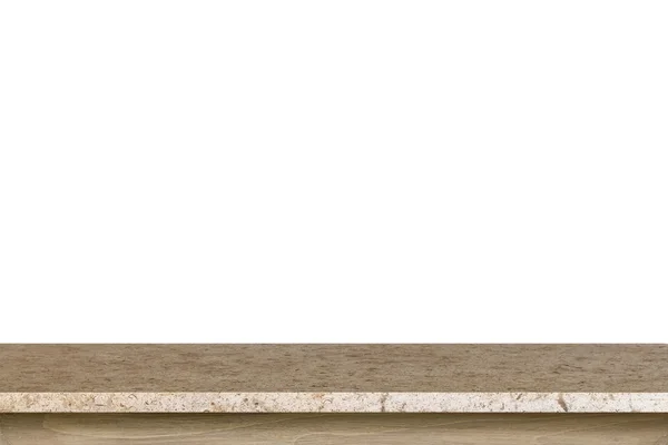Leere Platte aus Granit Stein Tisch isoliert auf weißem Hintergrund — Stockfoto